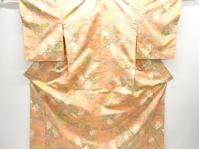 JAPANESE KIMONO / TSUMUGI / WOVEN FLORAL PLANTS